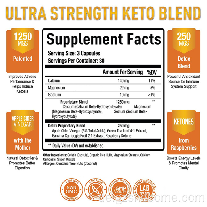 Keto -Apfelessig -Gewichtsverlust Ketokapseln